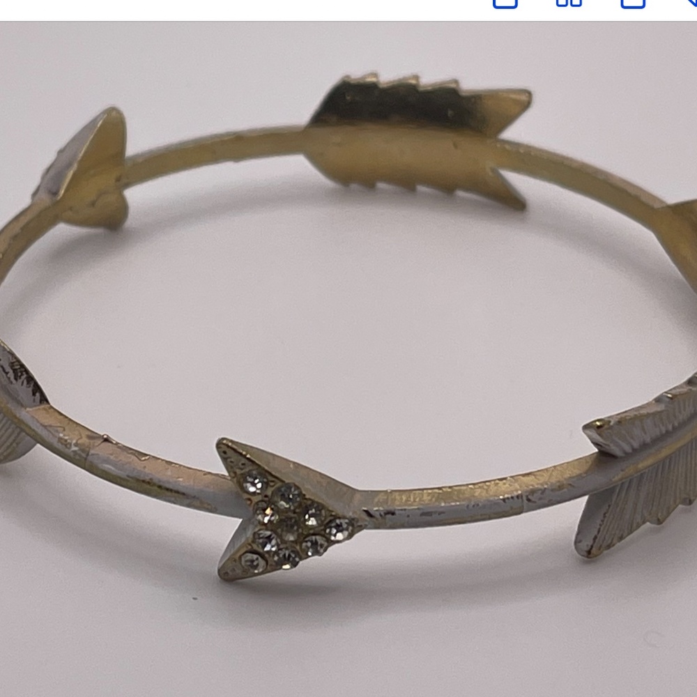 Arrow Style Cuff Bracelet adorned with Replicated Rhinestones- Small